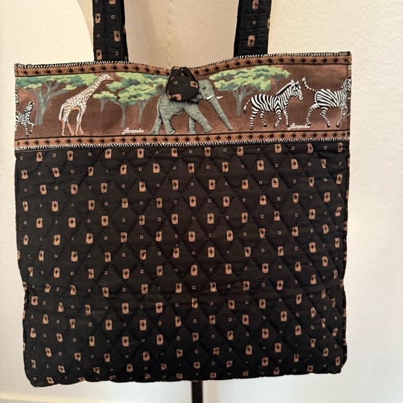Larenda Quilted Safari Print Tote~ VTG - Picture 7 of 9